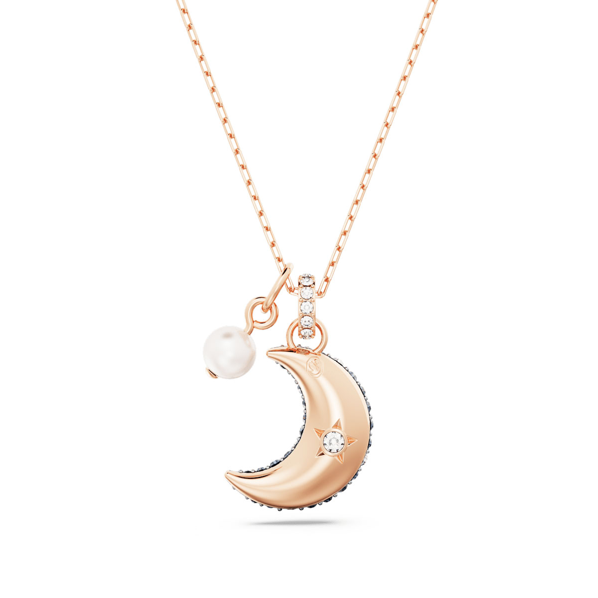 Swarovski Luna pendant, Moon, Multicolored, Rose gold